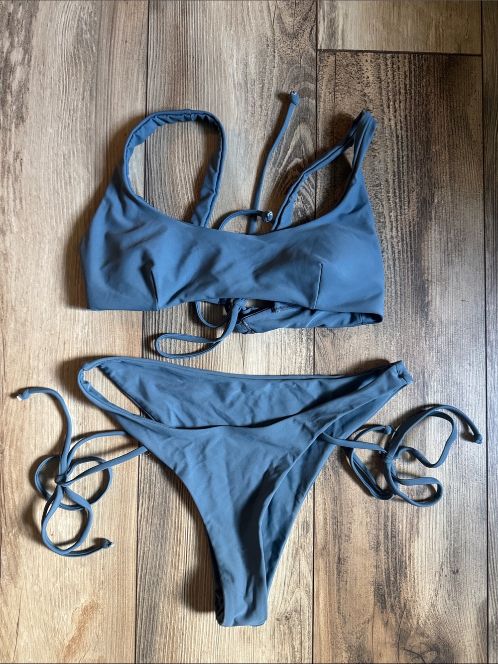 Women's Slate Blue Tie-Side Bikini Set